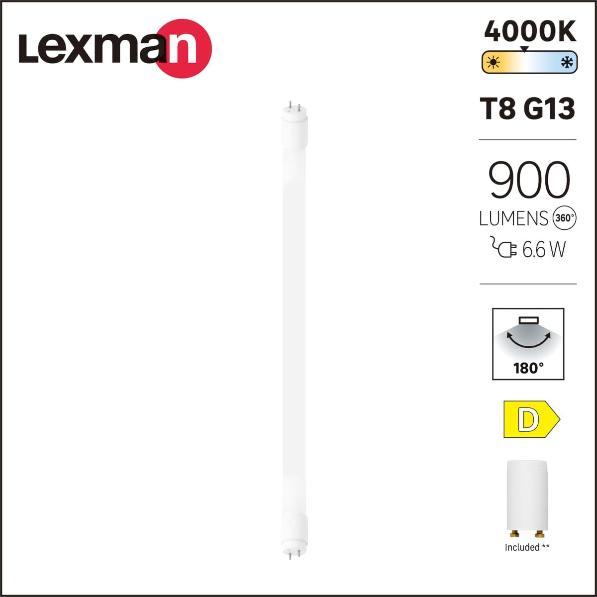 Bricocenter LED TUBE T8 G13 8W 59CM NATURAL LIGHT