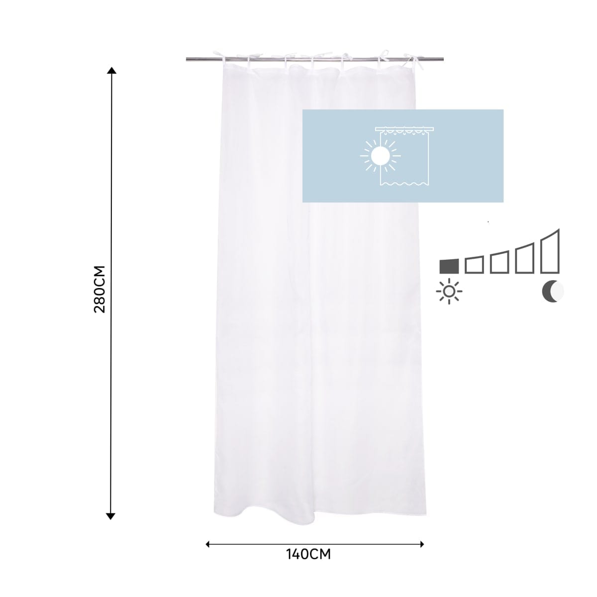 Bricocenter DERYL WHITE FILTER CURTAIN 140X280CM WITH LACETTI