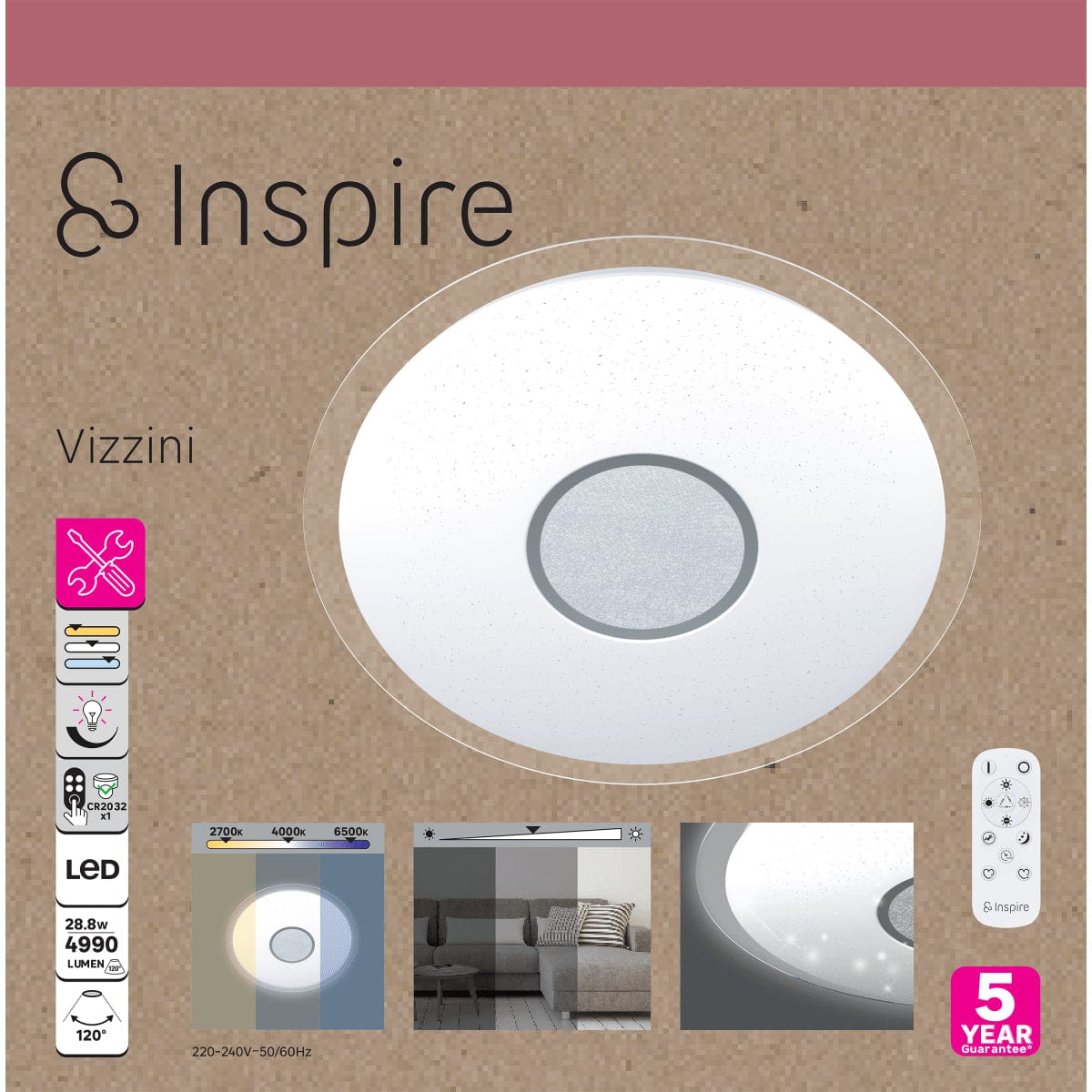 Bricocenter VIZZINI CEILING LIGHT METAL WHITE D56 LED 30W CCT DIMMABLE