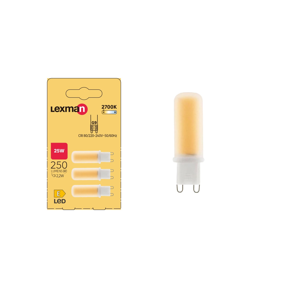 3 LED BULBS G9=25W WARM LIGHT