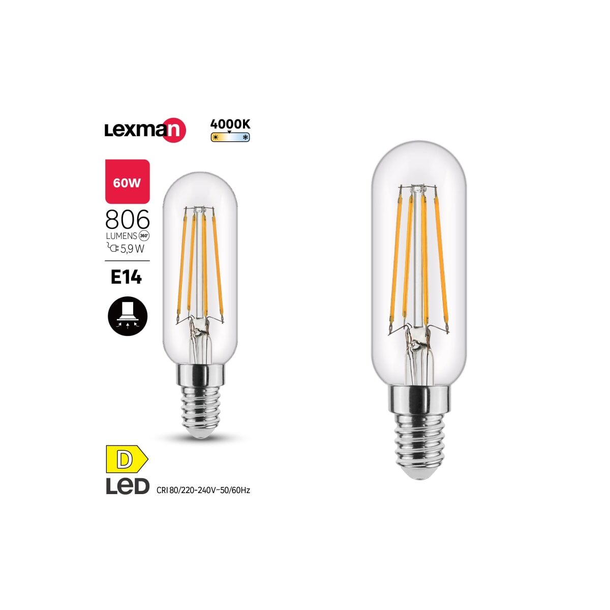 LED BULB T25 E14=60W CLEAR NATURAL LIGHT FOR HOOD