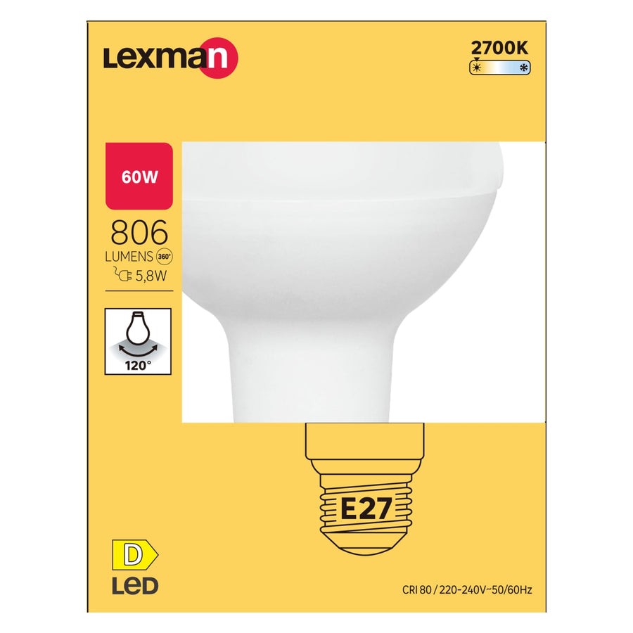 LED BULB E27=60W R80 WARM LIGHT