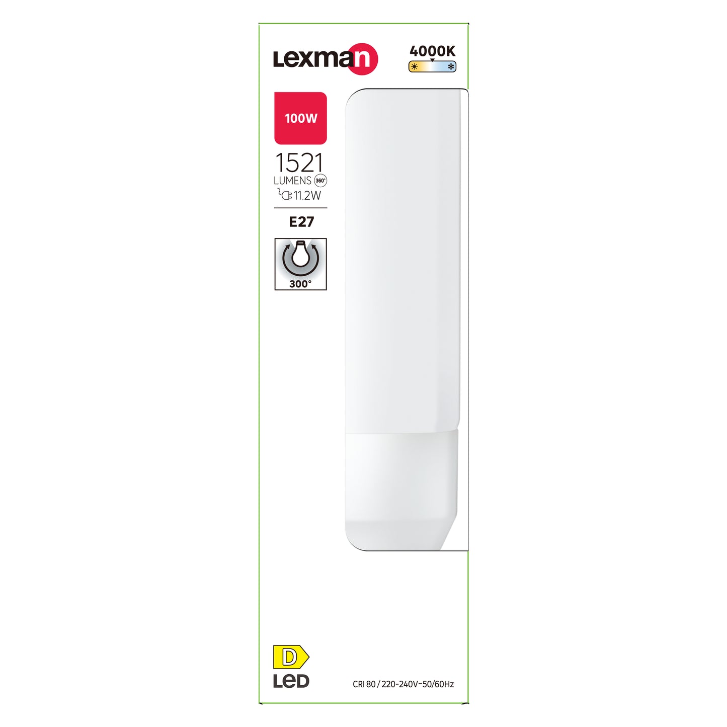 E27=100W FROSTED TUBULAR LED BULB NATURAL LIGHT