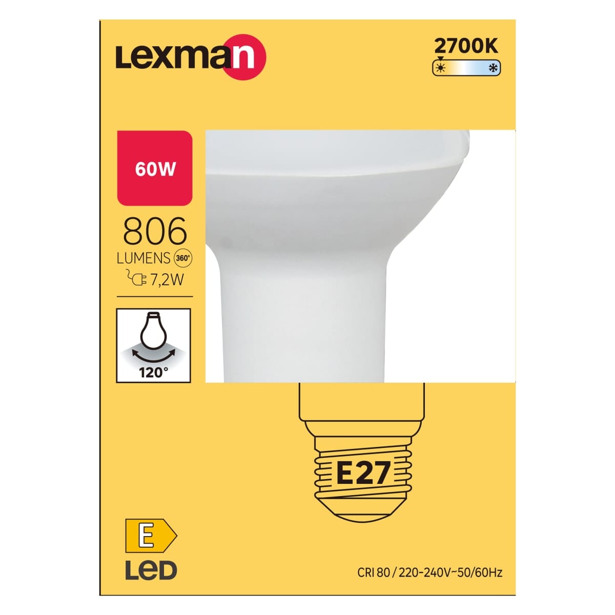 Bricocenter LED BULB E27 =60W R63 WARM LIGHT