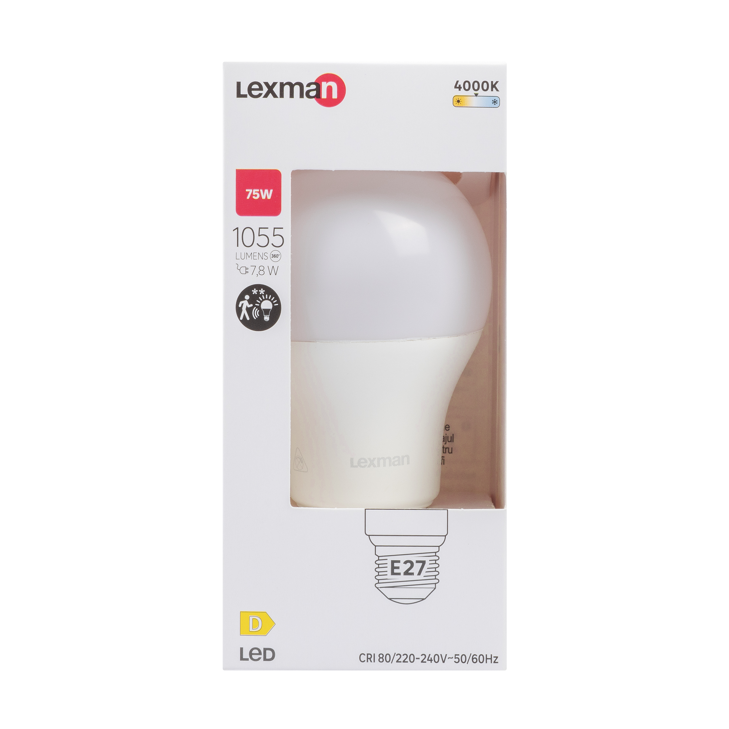 LED BULB E27=75W FROSTED SPHERE NATURAL LIGHT WITH OCCUPANCY SENSOR