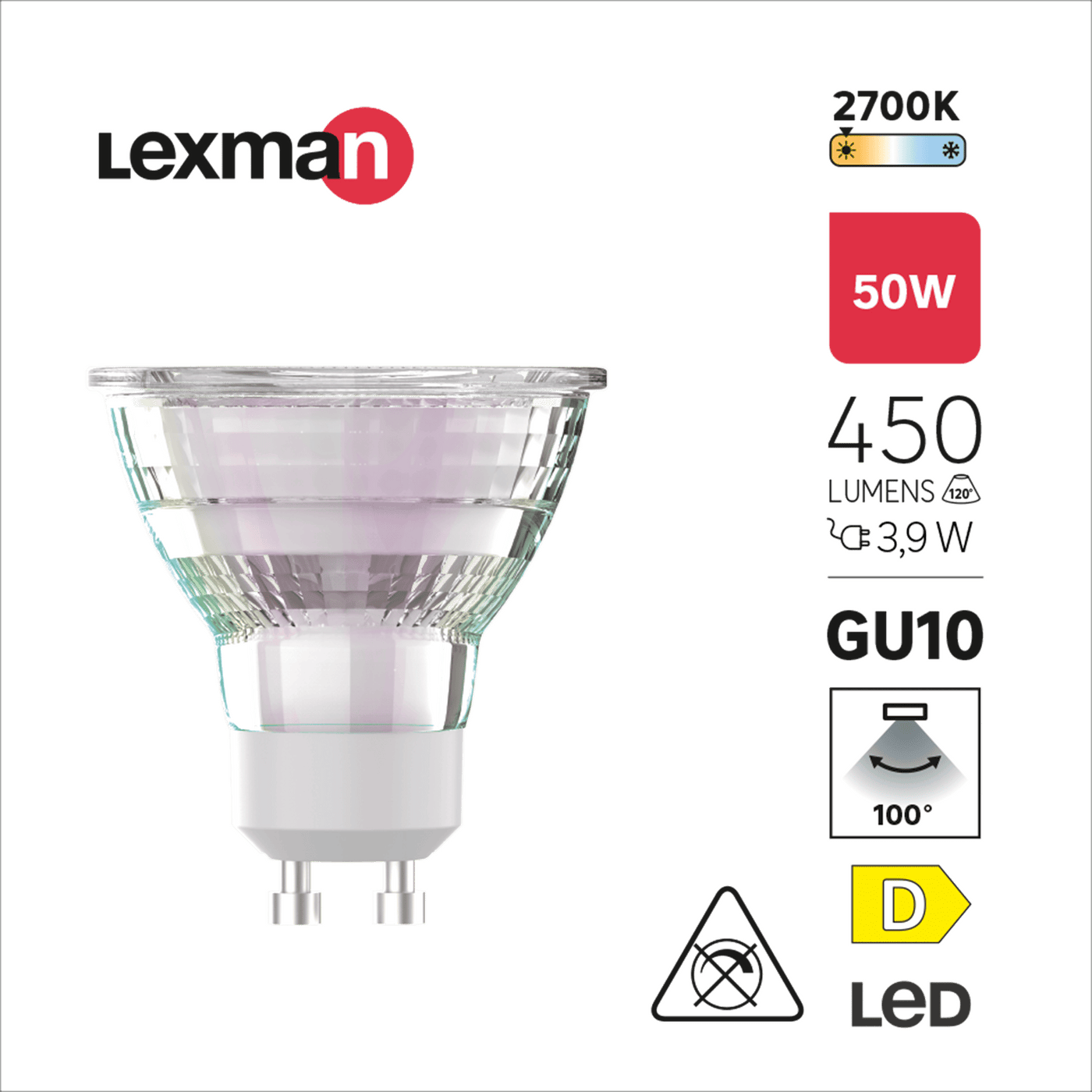 LED BULB GU10 50W CLEAR WARM LIGHT