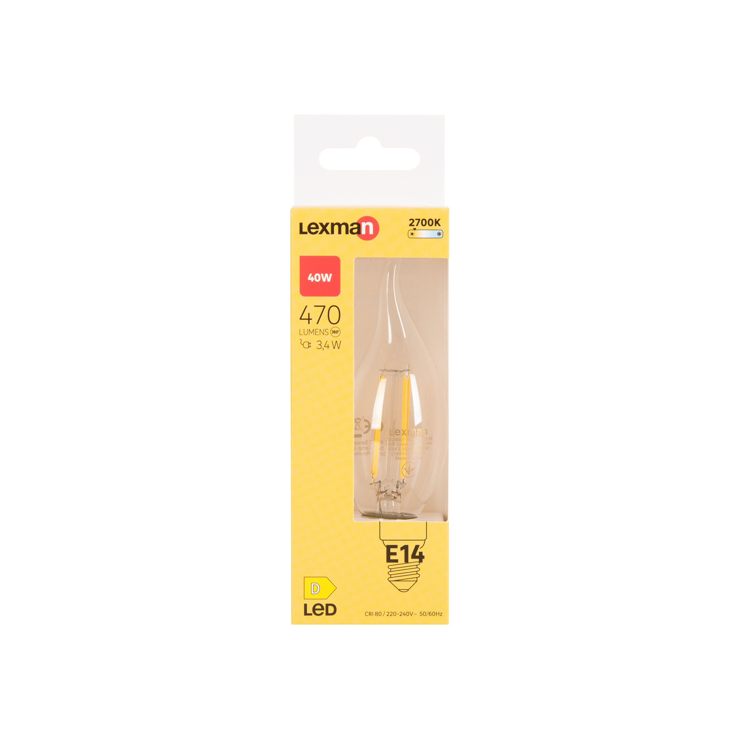 LED BULB E14 =40W FLAME TRANSPARENT WARM LIGHT