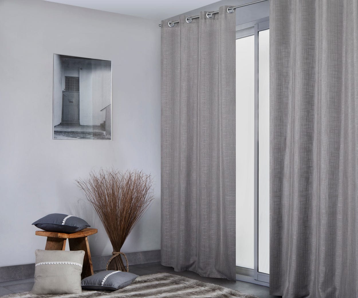 Bricocenter INFINI GREY OPAQUE CURTAIN 140X280 CM WITH EYELETS