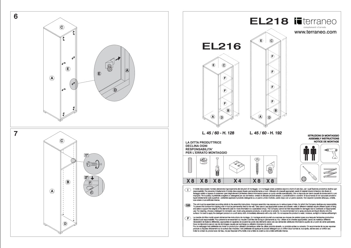 Bricocenter LIBRERIA 4 RIPIANI L60xP30xH195 CM IN MELAMINICO BIANCO/CEMENTO