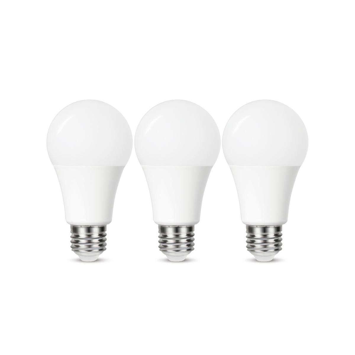 3 E27 LED bulbs = 100W, white plastic, natural light