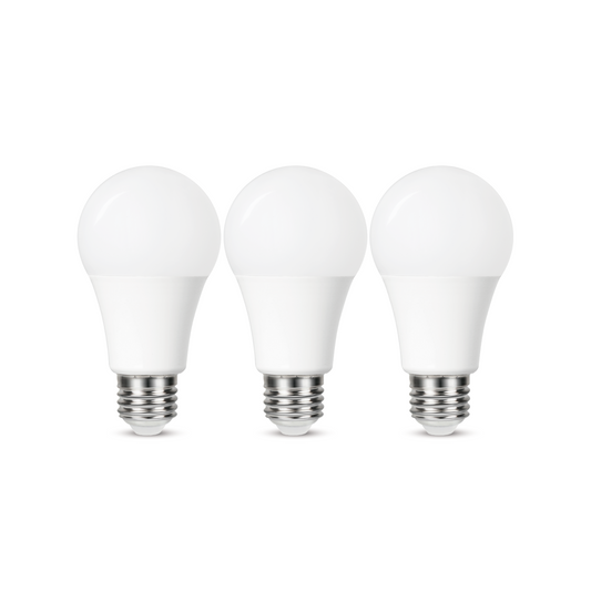 3 E27 LED bulbs = 100W, white plastic, natural light