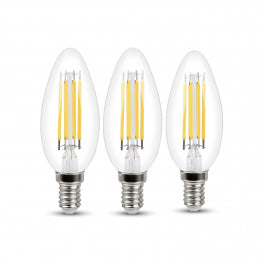 3 LED BULBS E14=60W CANDLE CLEAR NATURAL LIGHT
