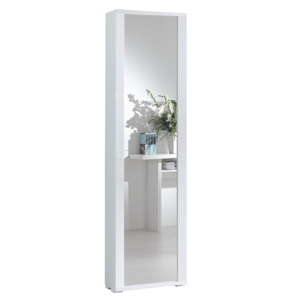 Bricocenter SCARPIERA ANTA SPECCHIO CON CORNICE 14 PAIA L50xP31xH182CM IN LEGNO MELAMINICO BIANCO