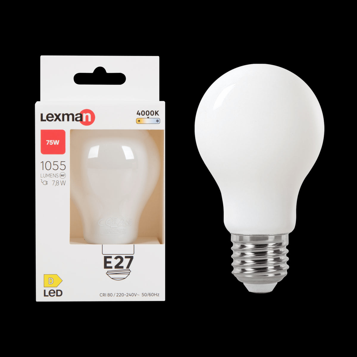 E27=75W FROSTED DROP LED BULB NATURAL LIGHT