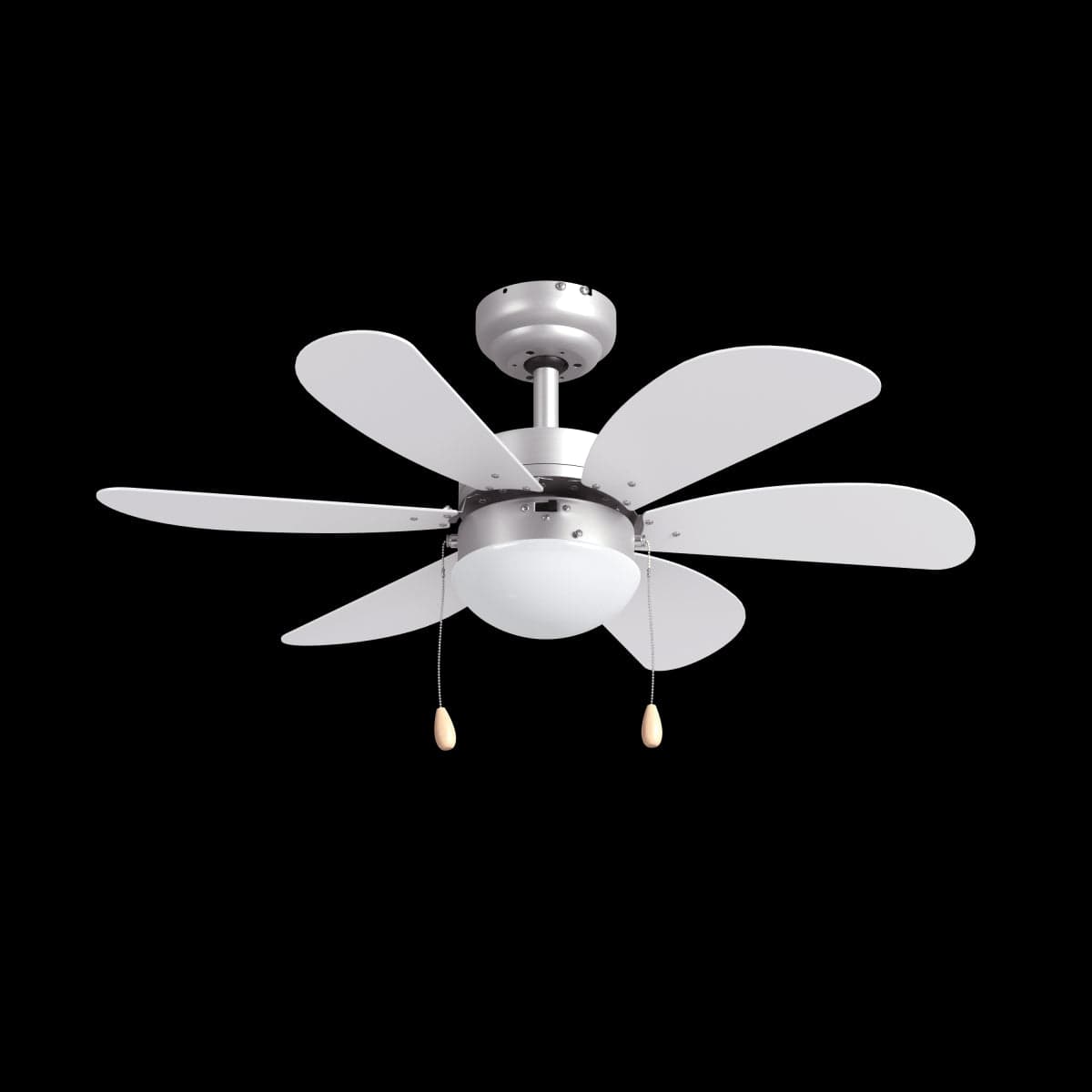 Bricocenter VENTILATORE DA SOFFITO TENERIFE 6 PALE D76 E27 60W METALLO LEGNO BIANCO E SILVER