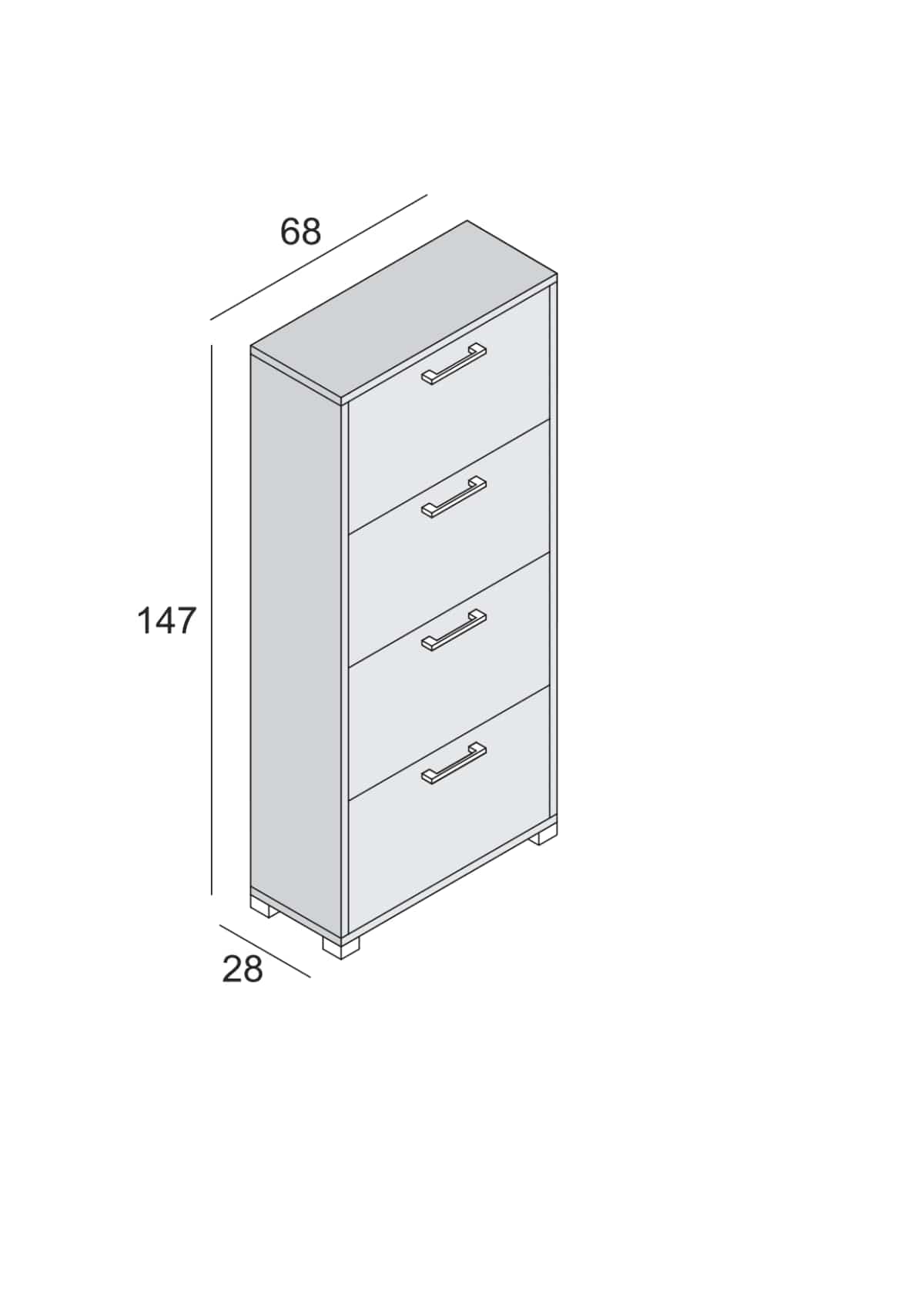 Bricocenter SHOE CABINET 4 DOORS 24 PAIRS W67 D28 H147CM CONCRETE WHITE