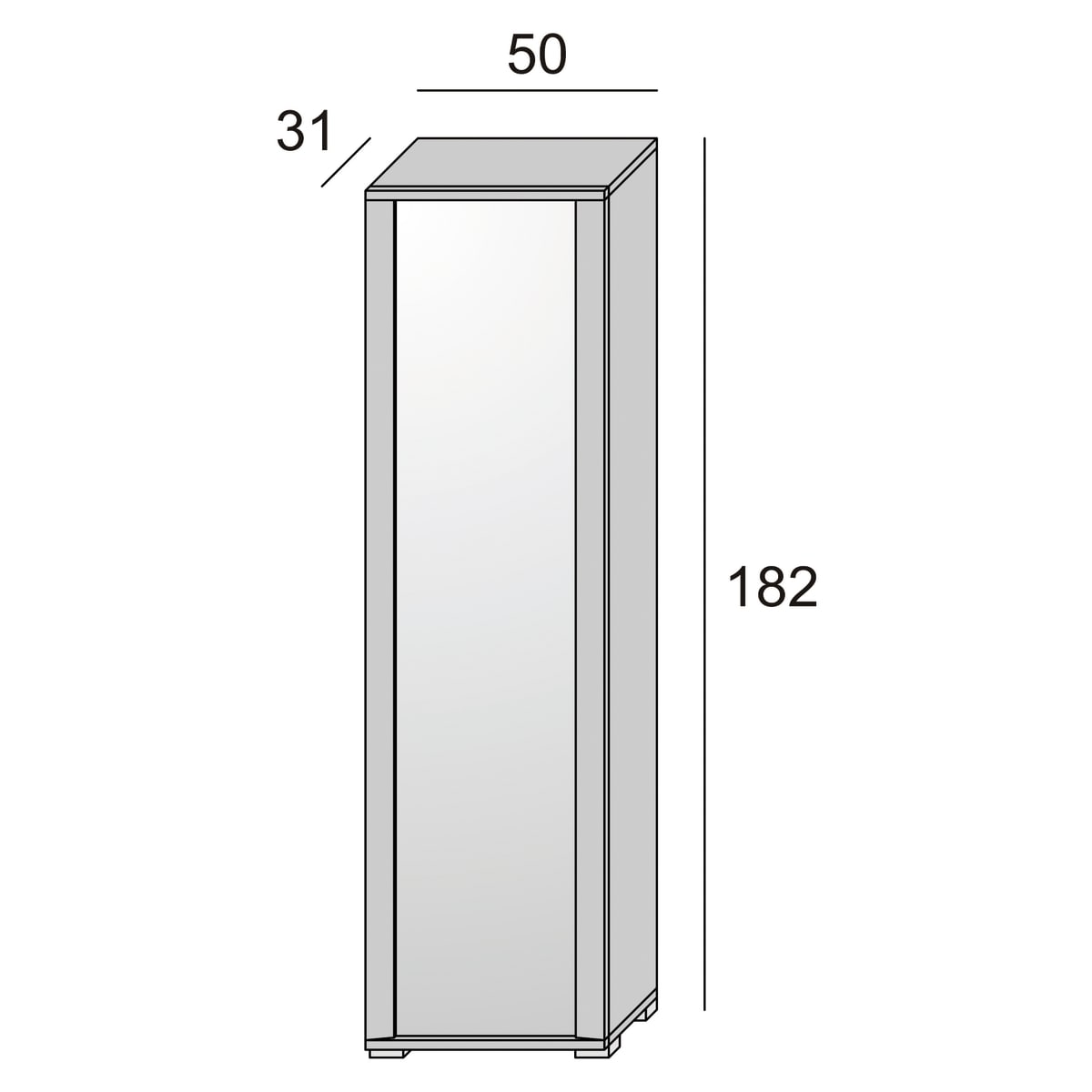 SHOE CABINET DOOR MIRROR WITH CONCRETE FRAME 50X32X182