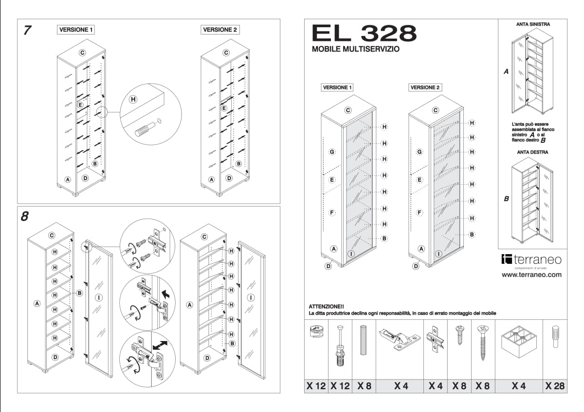 Bricocenter SCARPIERA ANTA SPECCHIO CON CORNICE 14 PAIA L50xP31xH182CM IN LEGNO MELAMINICO BIANCO