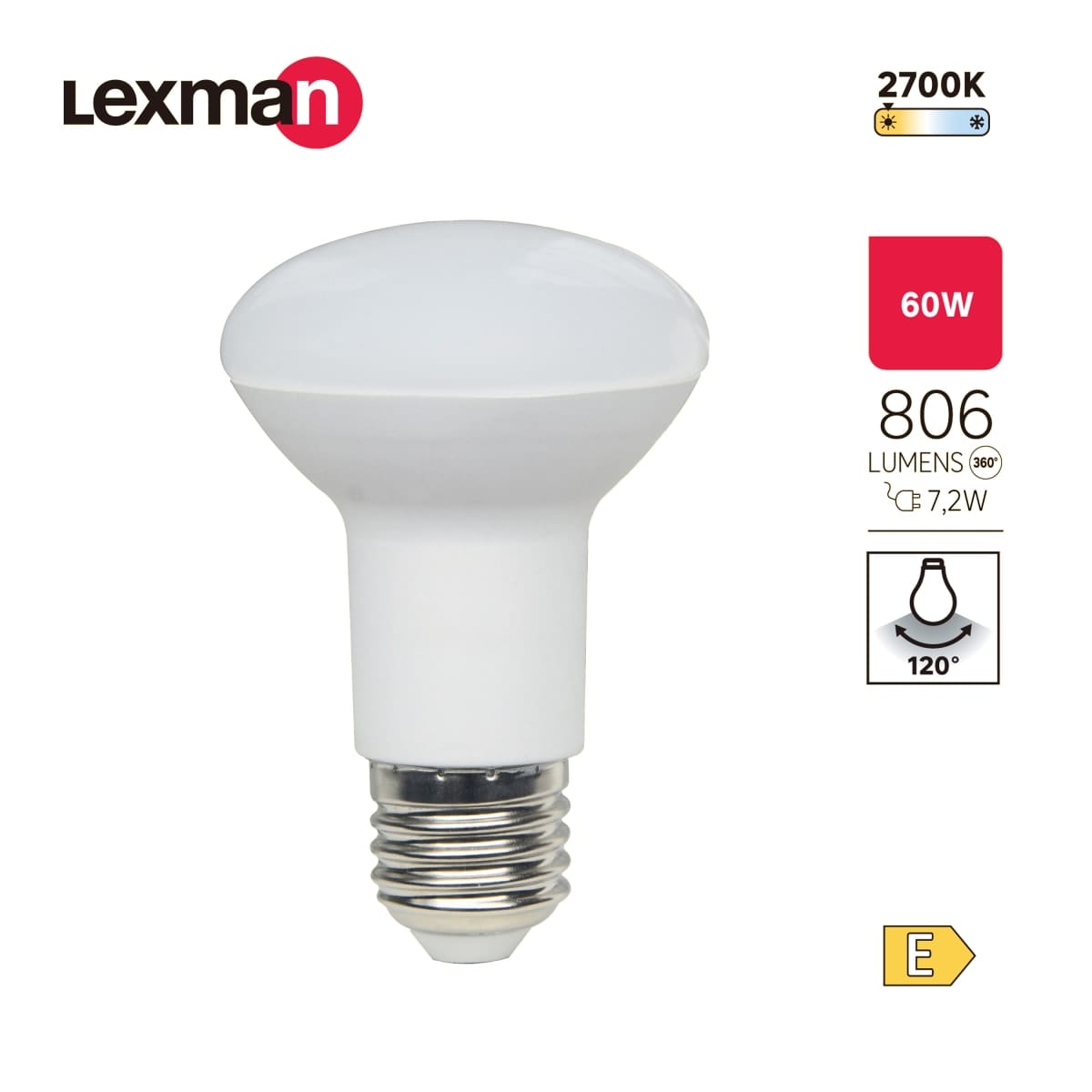 Bricocenter LED BULB E27 =60W R63 WARM LIGHT