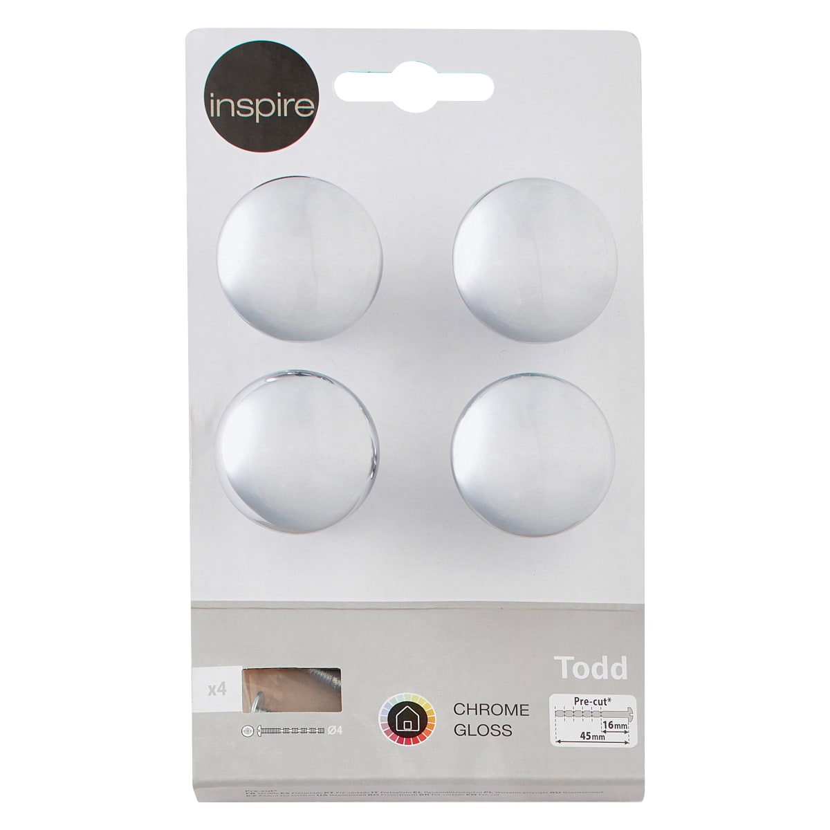 Bricocenter TODD POLISHED SILVER STEEL CABINET KNOB DIAM.32. 4 PIECES