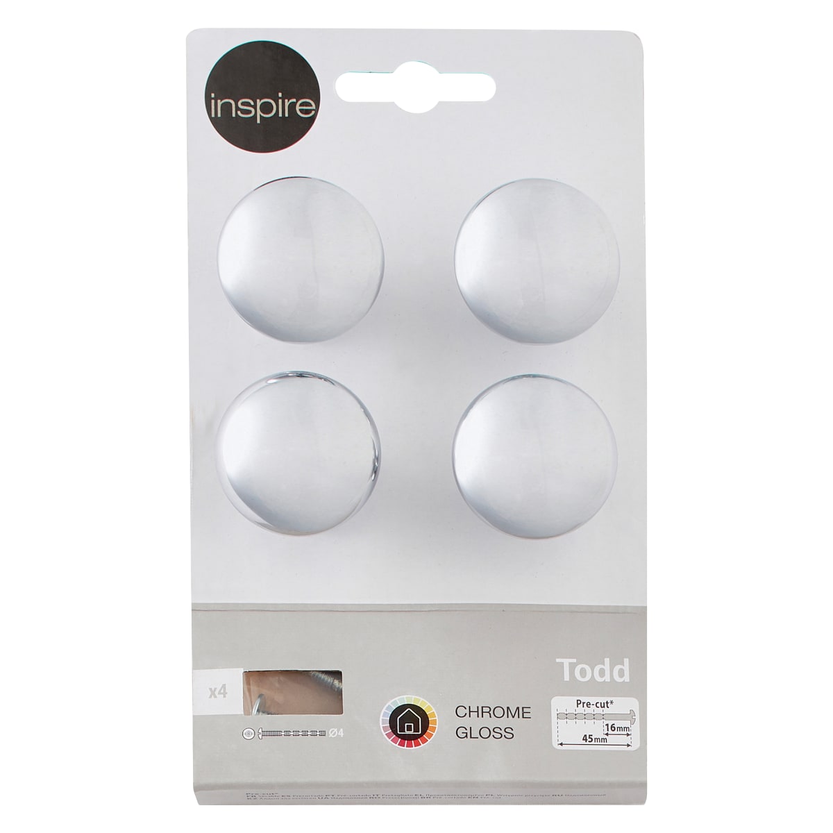 TODD POLISHED SILVER STEEL CABINET KNOB DIAM.32. 4 PIECES