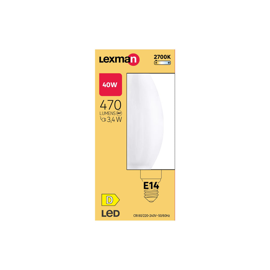 E14 LED bulb = 40W, frosted candle, warm light