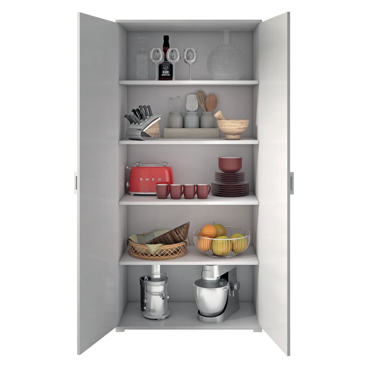 Bricocenter MODULAR WARDROBE IN KIT W90 D45 H195 WHITE CEMENT DOORS