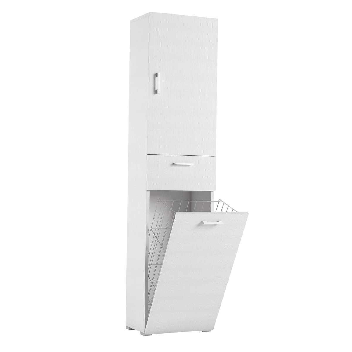 Bricocenter MOBILE MULTIUSO CON CESTELLO PORTABIANCHERIA L45xP32x195H BIANCO