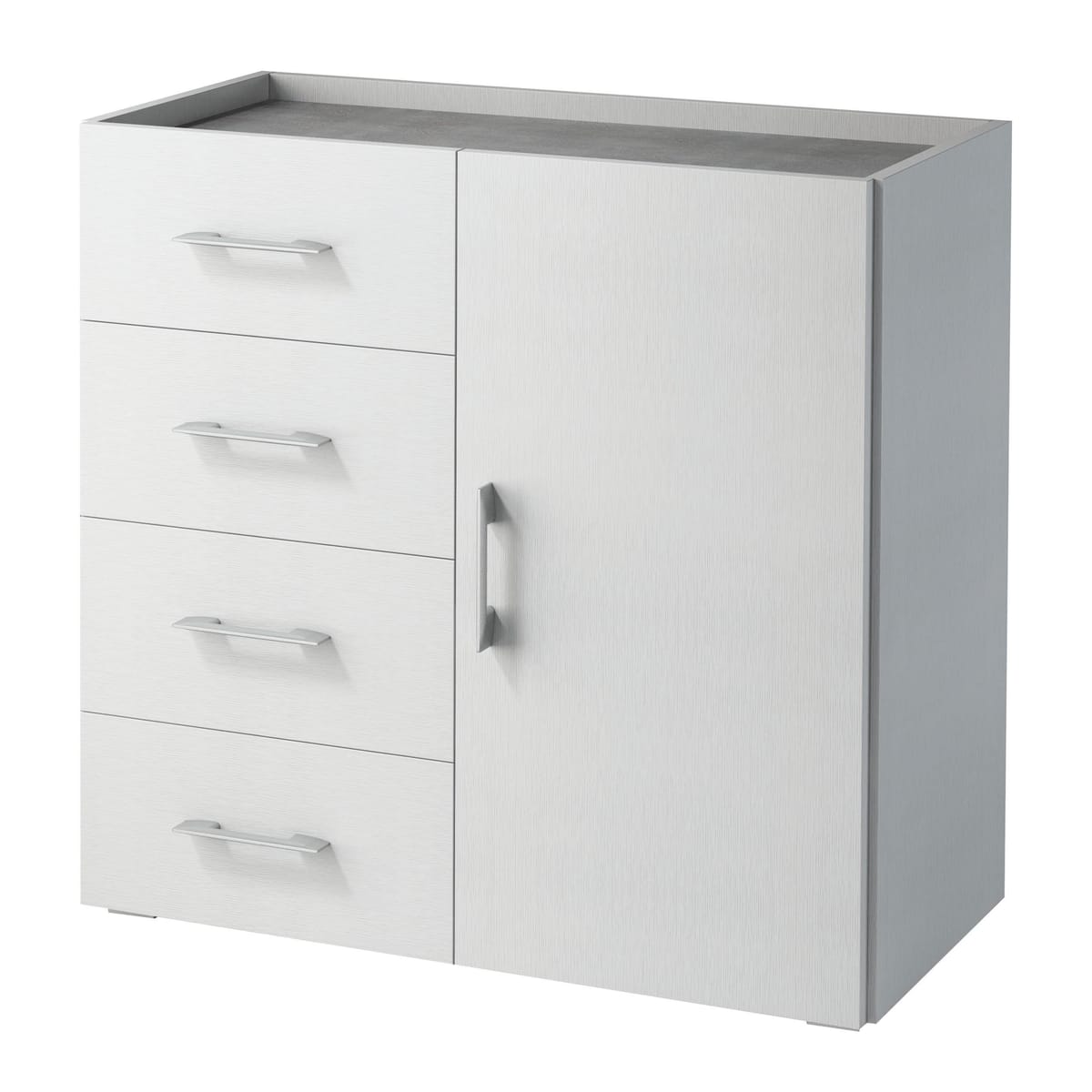 drawer cabinet 4 drawers w90xd40xh87cm in white melamine wood