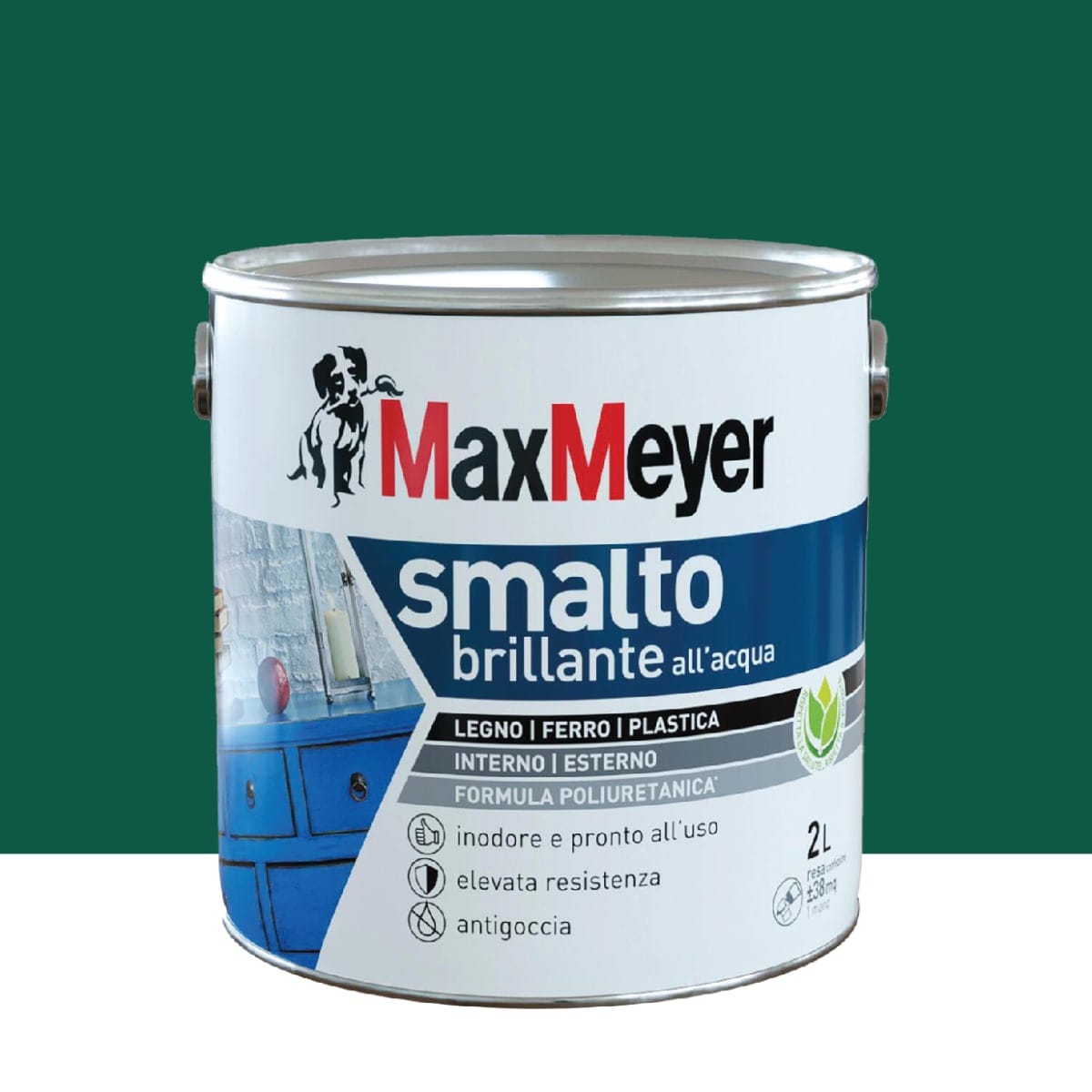 POLYURETHANE WATERBORNE ENAMEL DARK GREEN BRILLIANT 2 L