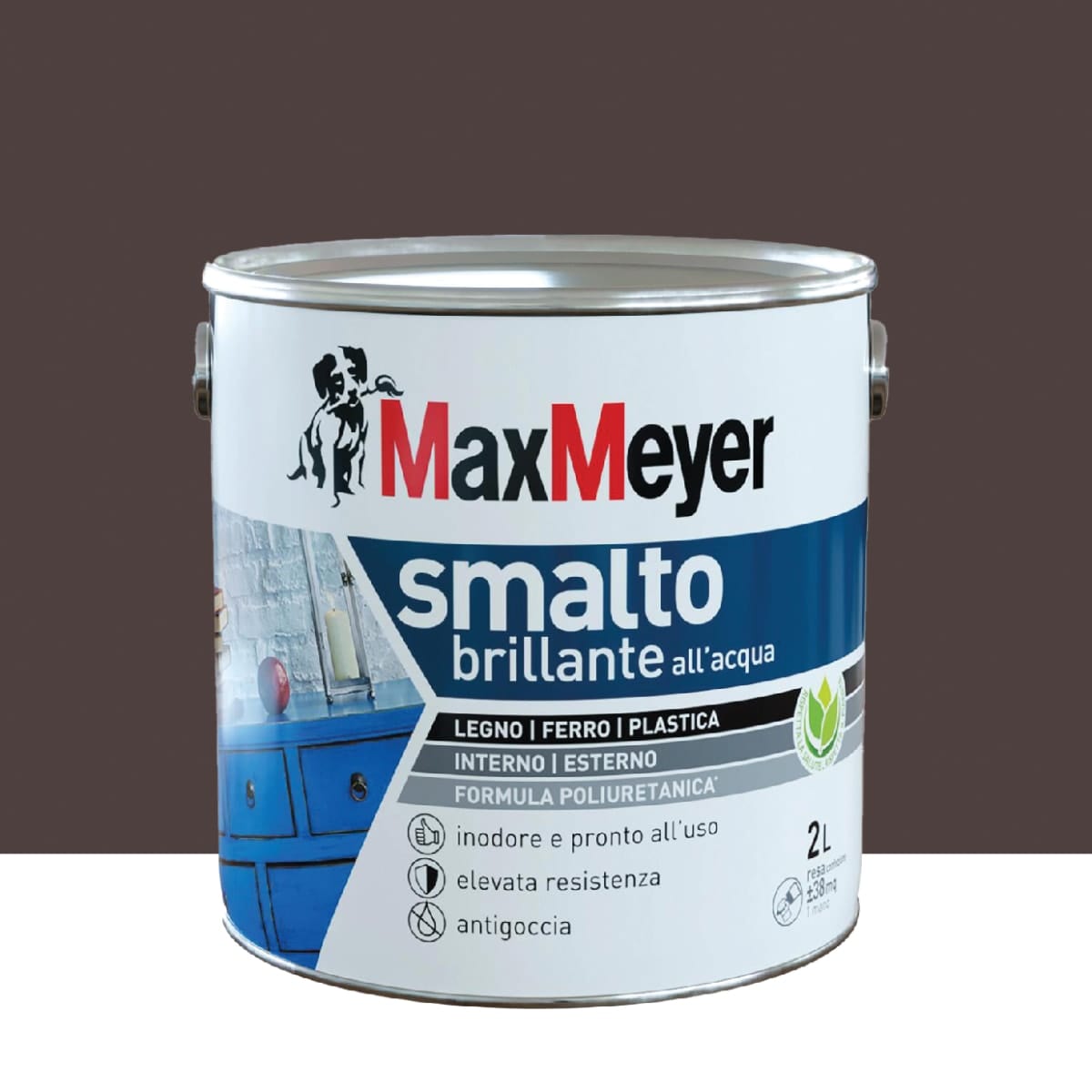 Bricocenter WATER-BASED POLYURETHANE ENAMEL BRILLIANT BROWN 2 L