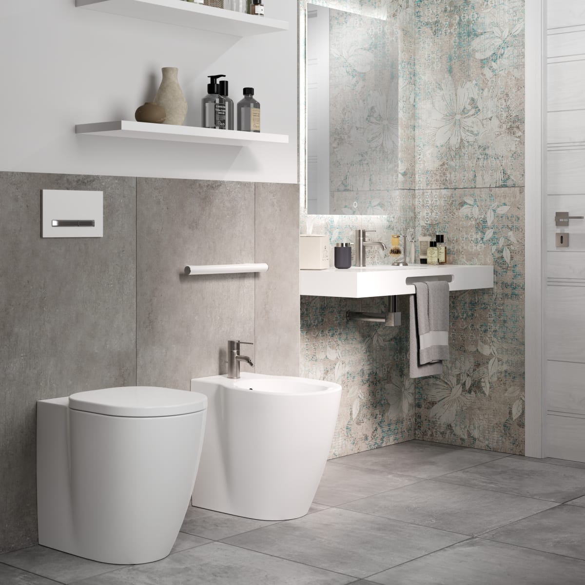 Bricocenter TAYRONA BIDET MIXER WITH BRUSHED NICKEL DRAIN