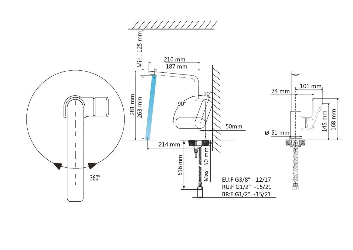 Bricocenter REMIX B.A. SINK MIXER CHROME EASY FIX CONNECTION