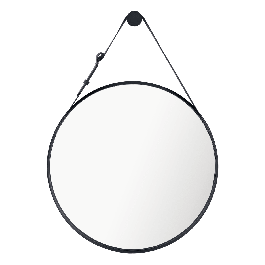 BLACK METAL BARBIER MIRROR 57CM