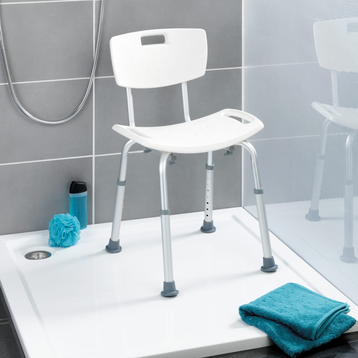 STOOL WITH BACKREST FOR SHOWER