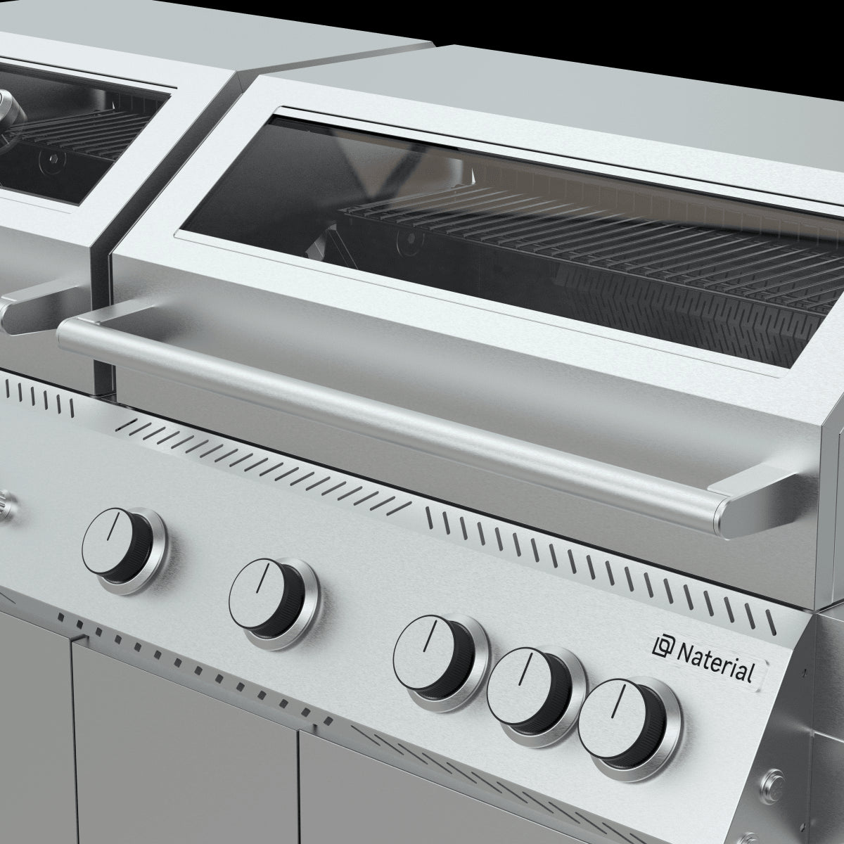 BARBECUE PREMIUM A GAS NATERIAL UPSILON 6+2 FUOCHI FULL INOX