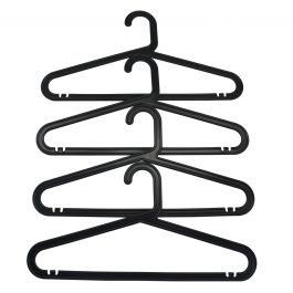 SET 4 HANGERS 39 CM BLACK PLASTIC