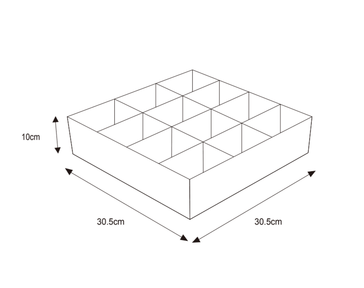 ORGANISER FOR 12-SDRAWER BOXES W30.5xD30.5xH10CM TRANSPARENT PLASTIC