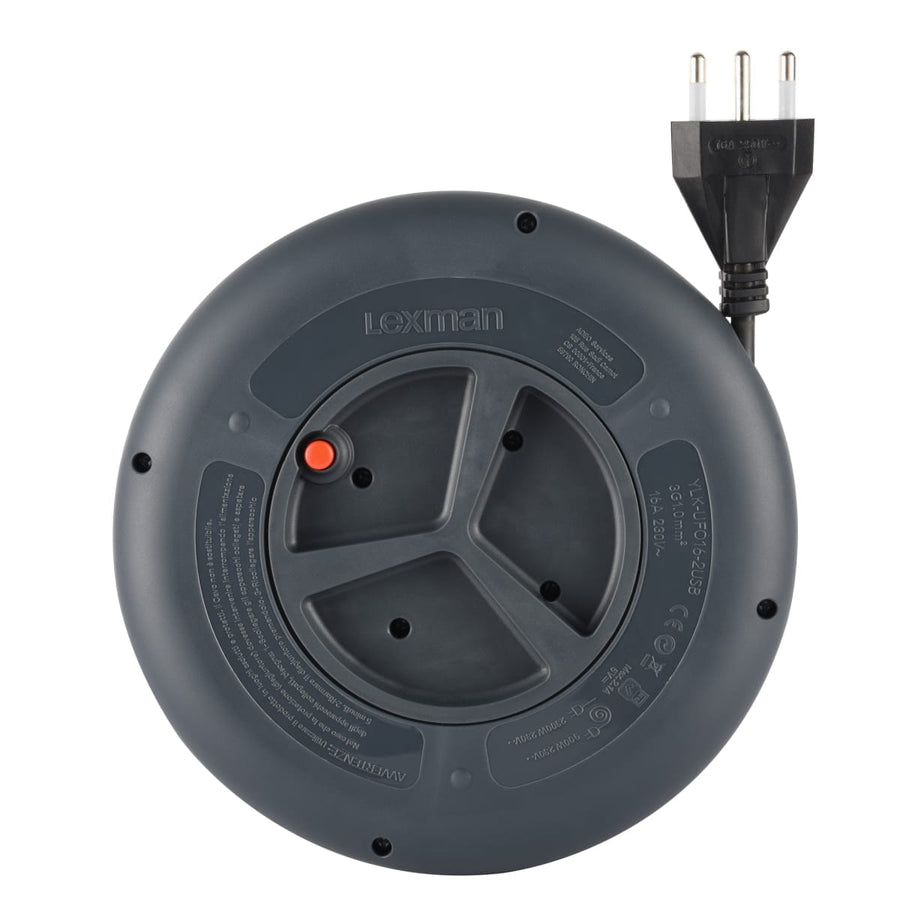 Bricocenter FLAT CABLE REEL 5MT 16A PLUG 4 SOCKETS 10/16A+2 USB WITH LEXMAN THERMAL CIRCUIT BREAKER