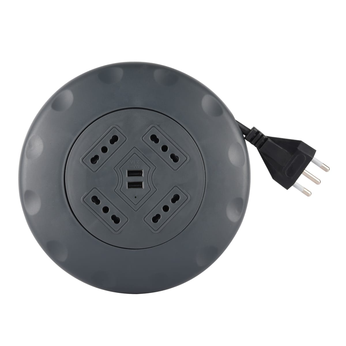 FLAT CABLE REEL 5MT 16A PLUG 4 SOCKETS 10/16A+2 USB WITH LEXMAN THERMAL CIRCUIT BREAKER