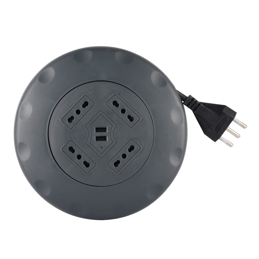 Bricocenter FLAT CABLE REEL 5MT 16A PLUG 4 SOCKETS 10/16A+2 USB WITH LEXMAN THERMAL CIRCUIT BREAKER