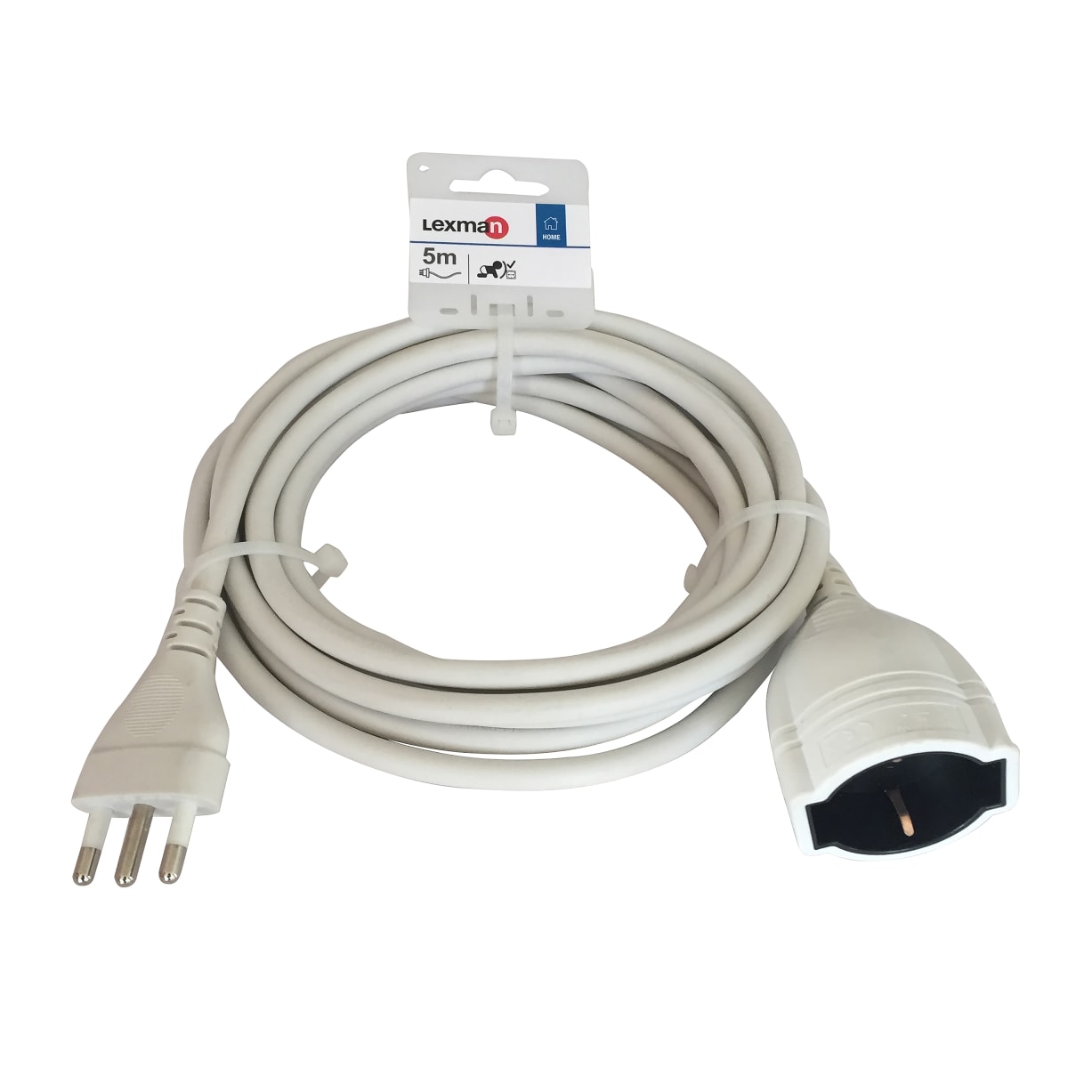 INDOOR EXTENSION CABLE 5 M 10/16A PLUG WHITE