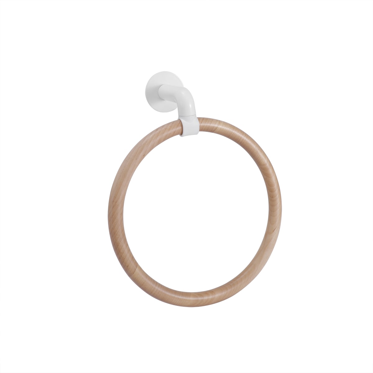 TOWEL RING ADHESIVE 3M OR SCREWS SCANDI SENESA WHITE WOOD