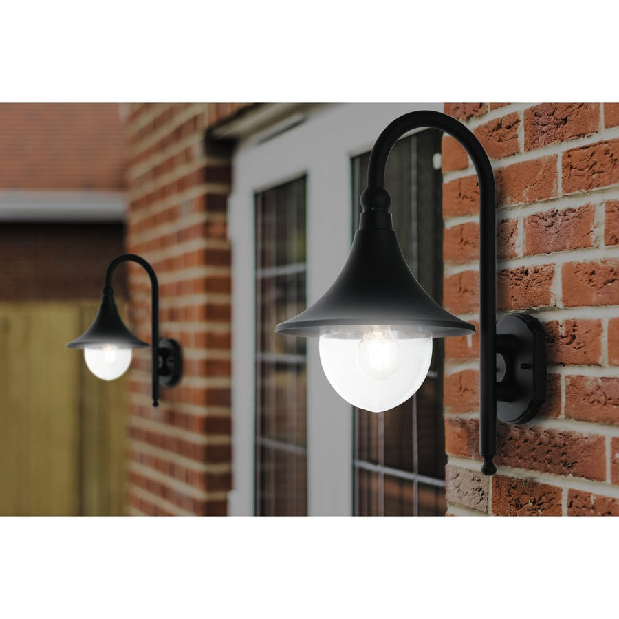 Bricocenter PAVIA ALUMINIUM WALL LIGHT BLACK 24X48X34 CM E27=42 W IP44