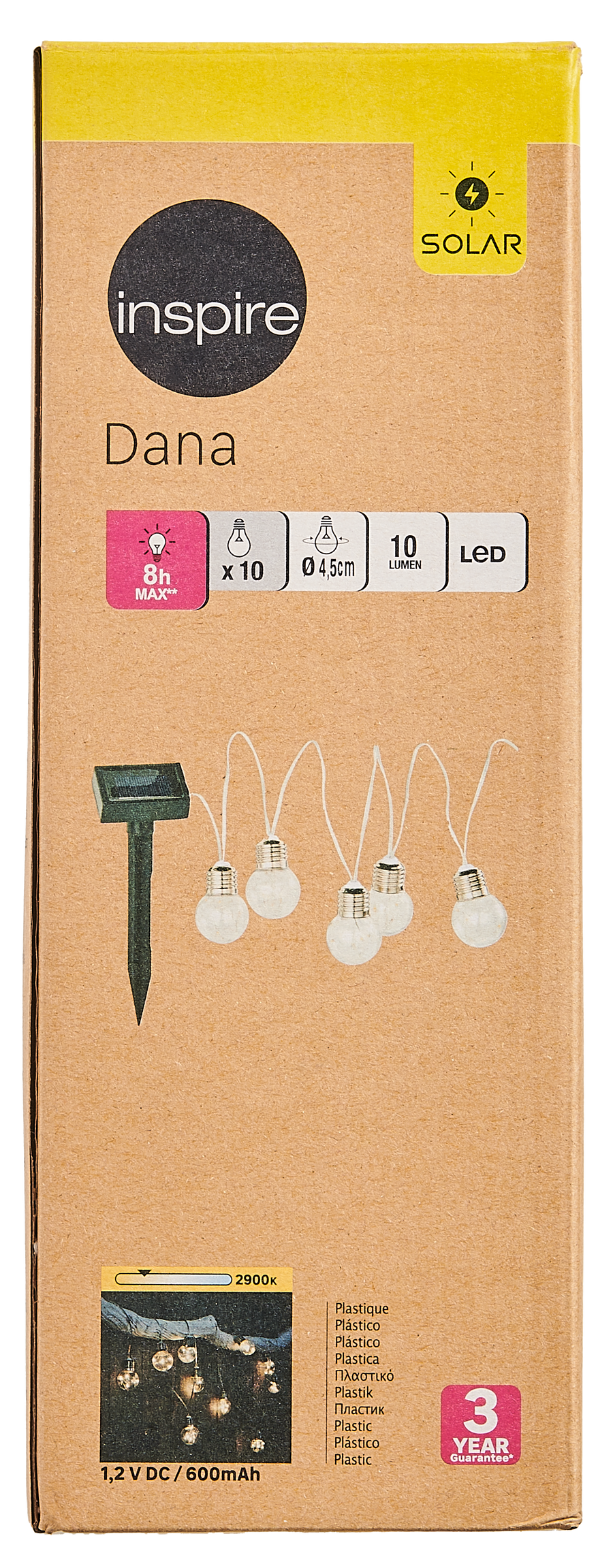 DANA SOLAR GARLAND 1.8MT 10 LED BULBS 10W WARM LIGHT