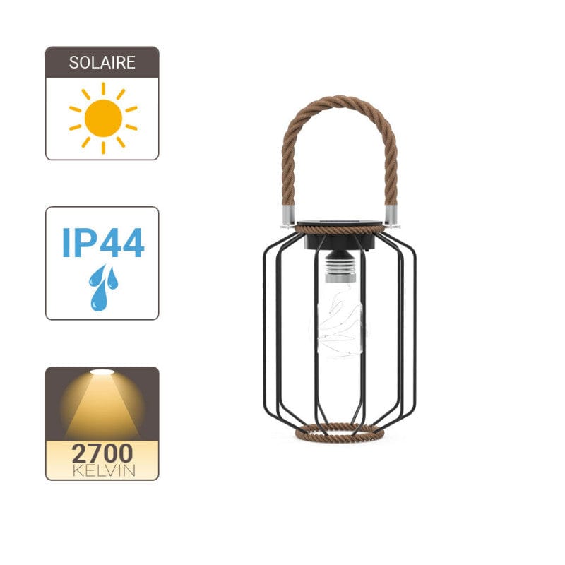 Bricocenter SOLAR LANTERN SORETRO METAL AND ROPE LED WARM LIGHT IP44