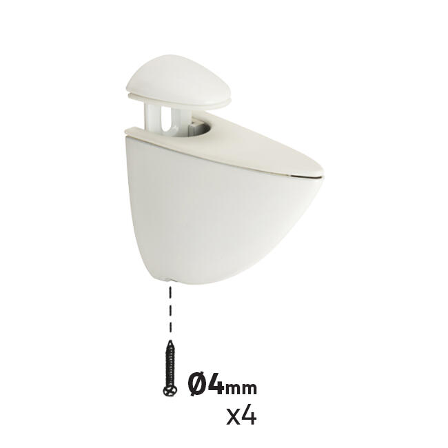 SET OF 2 WOODEN SHELF BRACKETS CLIP 3-22MM WHITE