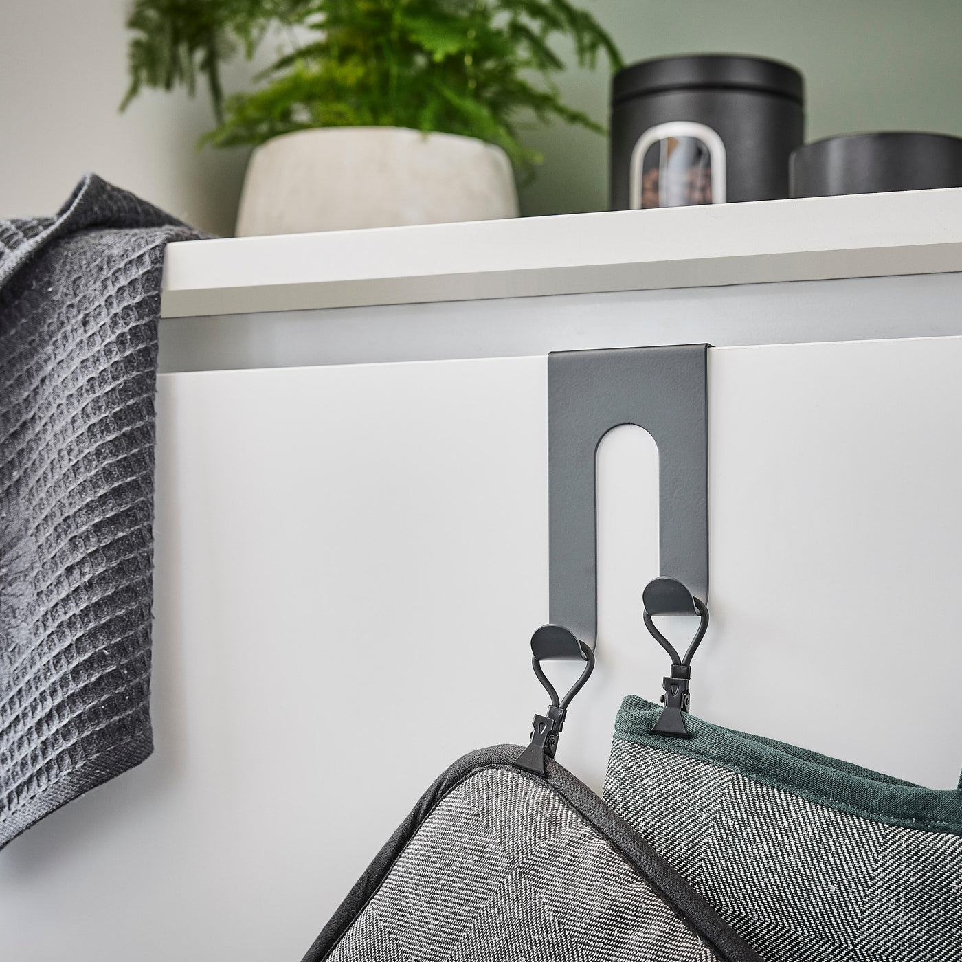 5 black tea towel hooks