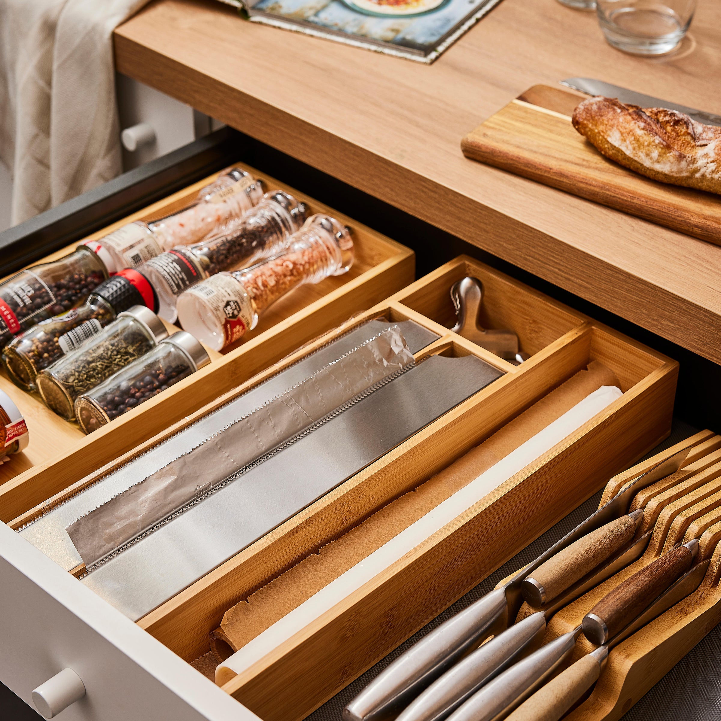 Bamboo drawer organiser