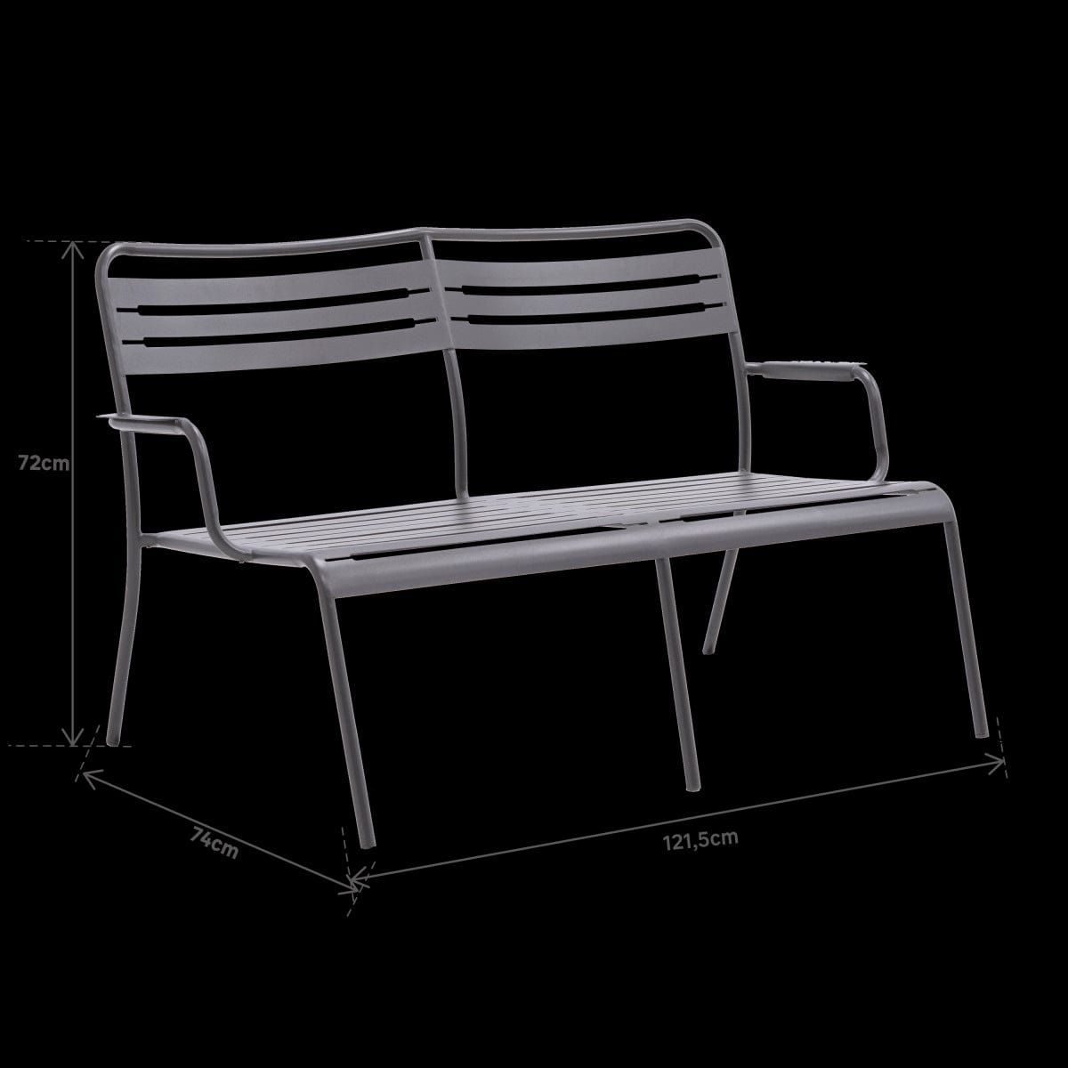 Bricocenter DIVANO 2 POSTI CAFE II ACCIAIO 120.5X71.5X71.5 CM SENZA CUSCINI ANTRACITE